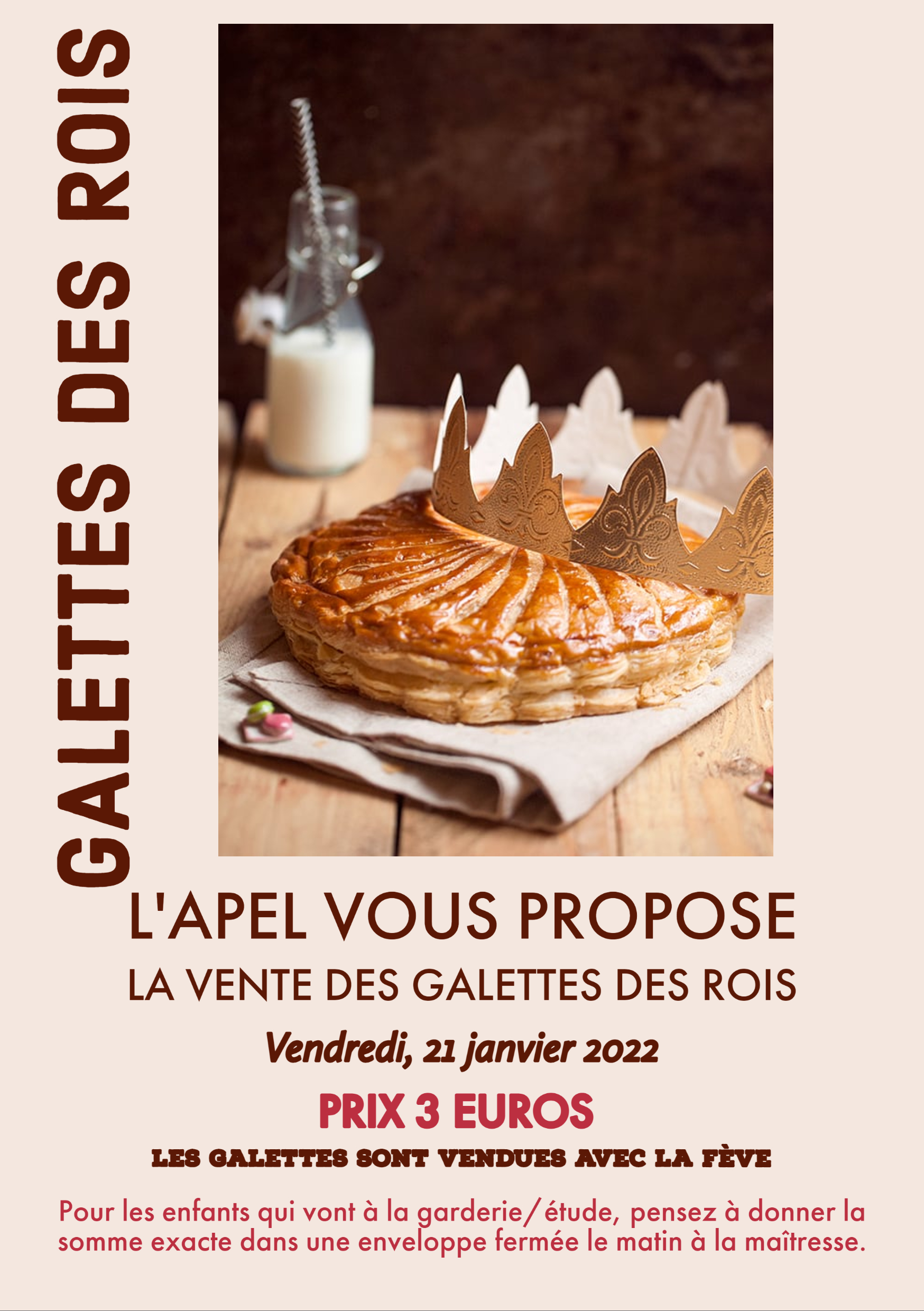 Vente Galettes des Rois 2022 APEL École et Collège SainteThérèse